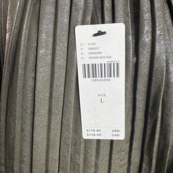 NWT Anthropologie olive green faux leather skirt. Size Large. - Picture 5 of 7